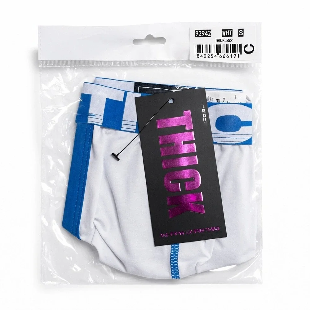 Andrew‎ Christian THICK S (31-33) Jockstrap White Blue Athletic Supporter 92942